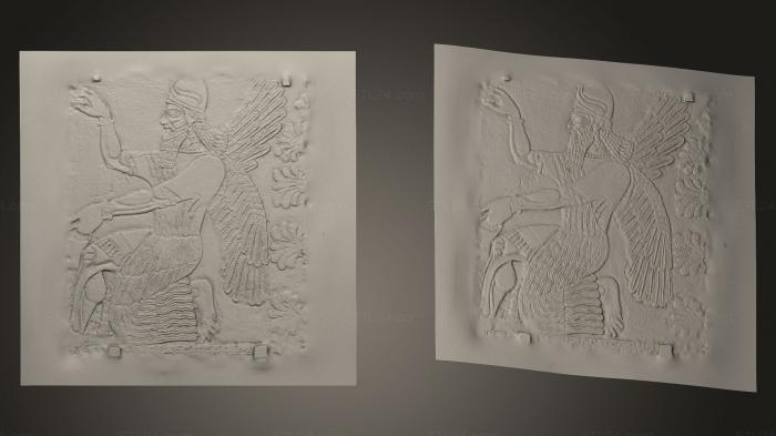 Египетские статуи и рельефы (Ассирийский рельеф, STKE_0002) 3D модель для ЧПУ станка